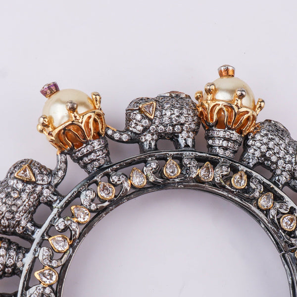 Detailed view of 22K Gold Plated Fashion Bangle (Single) highlighting intricate motifs, textured detailing, and premium 22K gold-plated finish