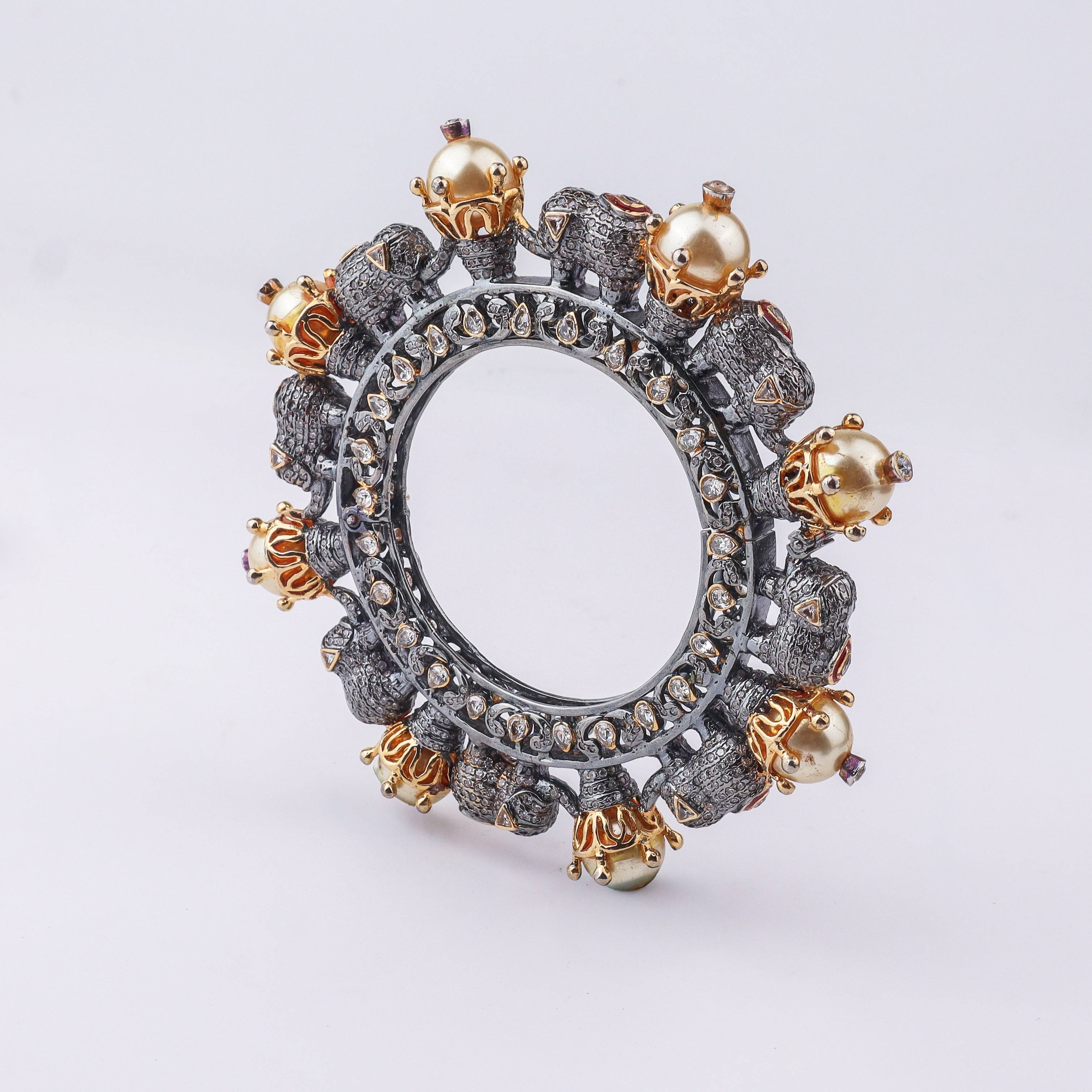 Close-up of 22K Gold Plated Fashion Bangle (Single) showcasing intricate detailing, fine craftsmanship, and rich 22K gold plating