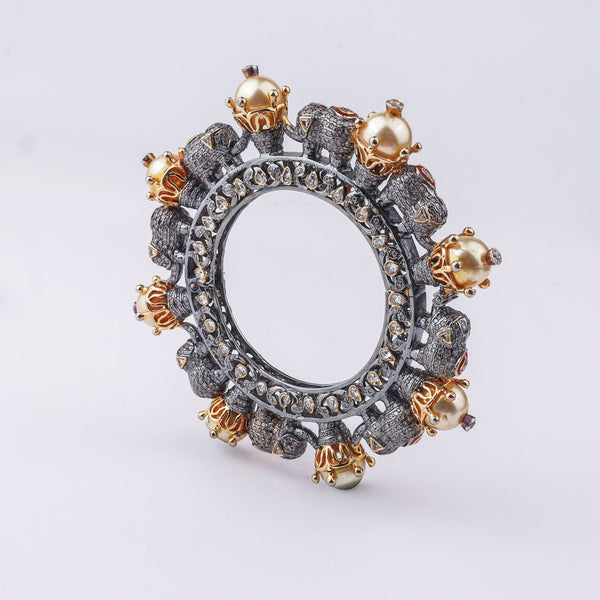 Close-up of 22K Gold Plated Fashion Bangle (Single) showcasing intricate detailing, fine craftsmanship, and rich 22K gold plating