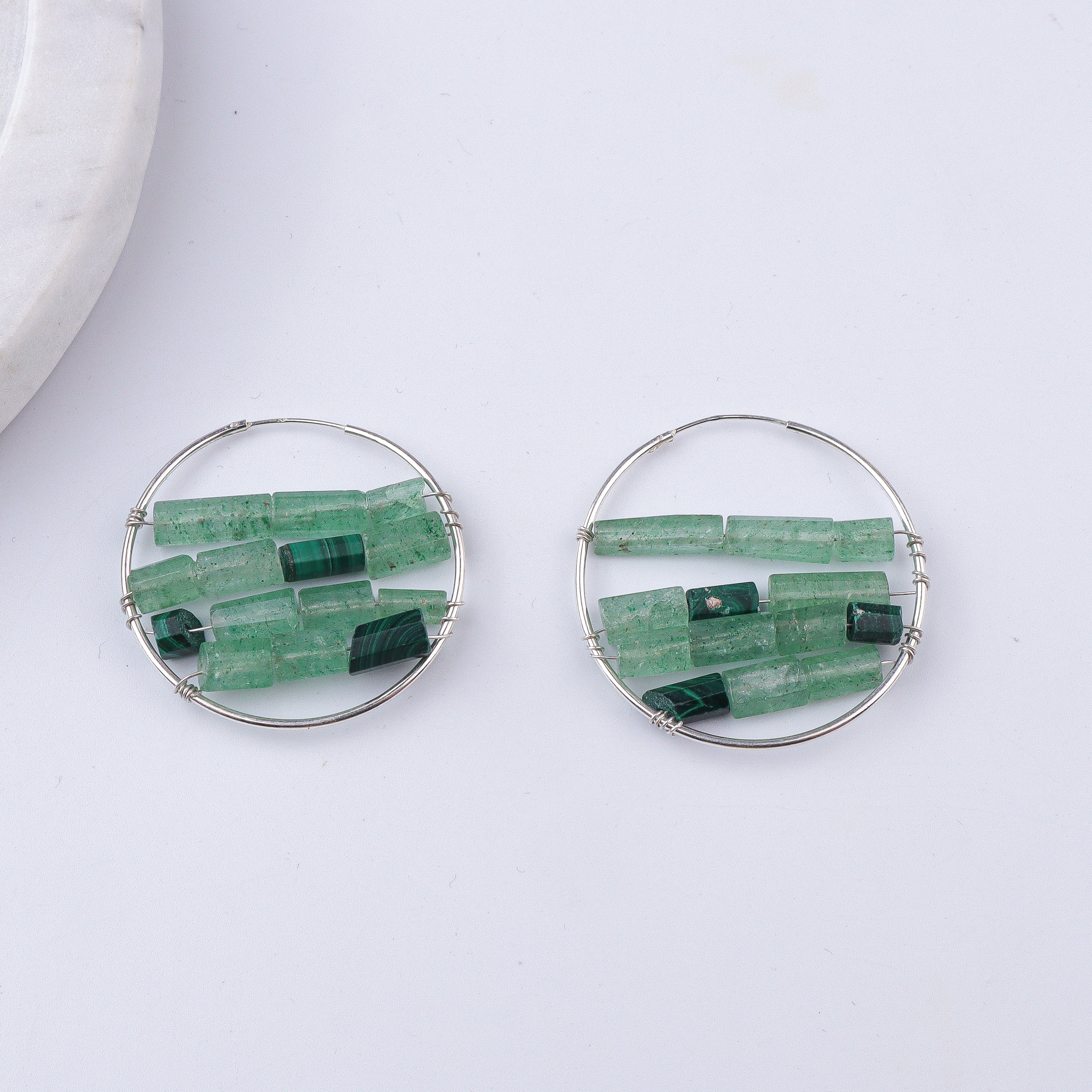 Russian Quartz & Malachite Hoops (Project Handmade)