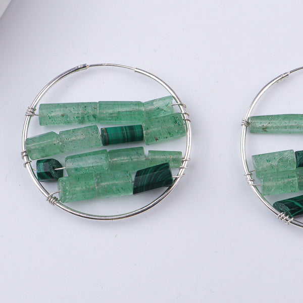 Russian Quartz & Malachite Hoops (Project Handmade)