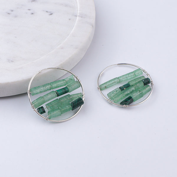 Russian Quartz & Malachite Hoops (Project Handmade)