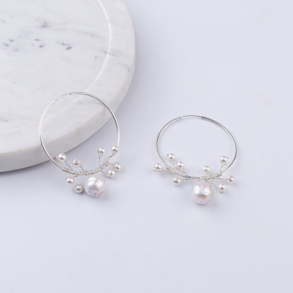 Baroque & White Pearl Hoops (Project Handmade)