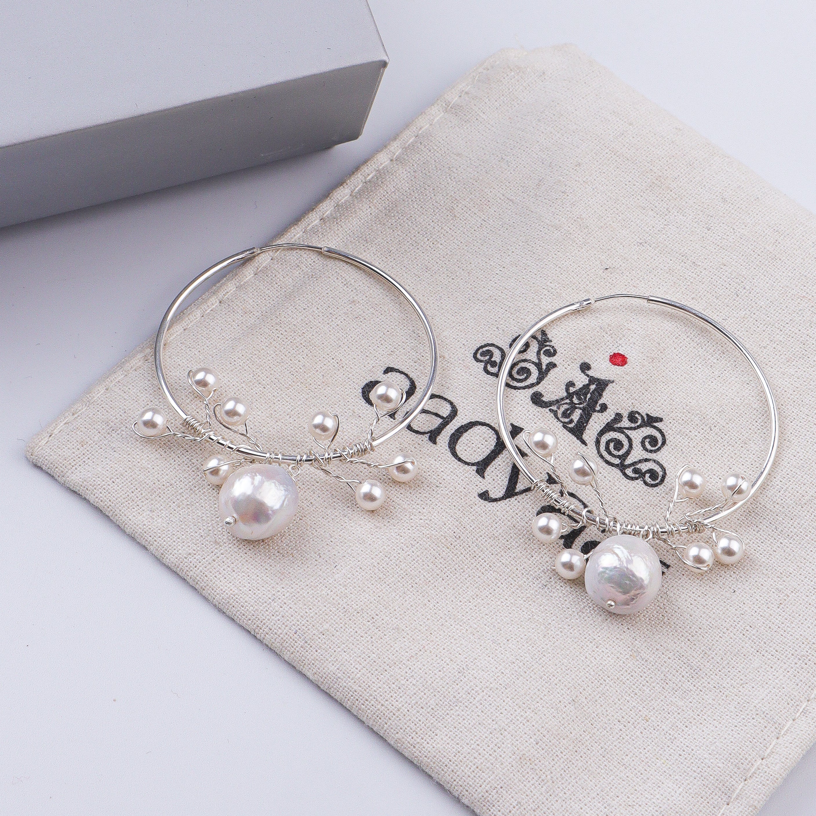 Baroque & White Pearl Hoops (Project Handmade)