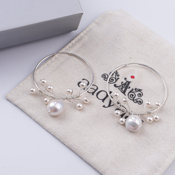 Baroque & White Pearl Hoops (Project Handmade)
