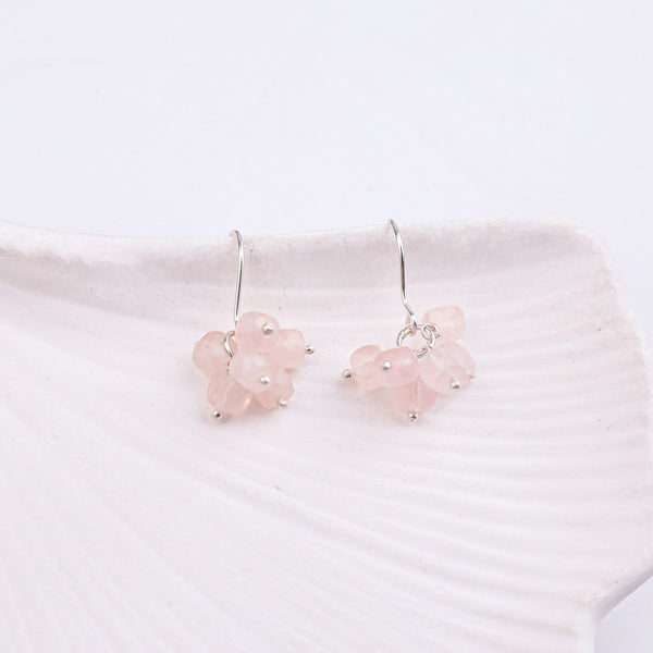 Rose Quartz Silver Earrings (Project Handmade)