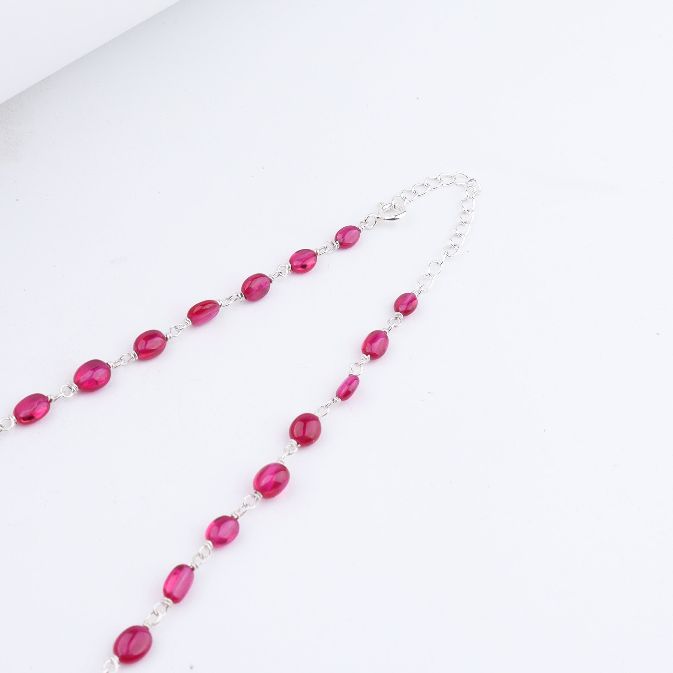 Silver Nath Motif Necklace with Ruby Stones
