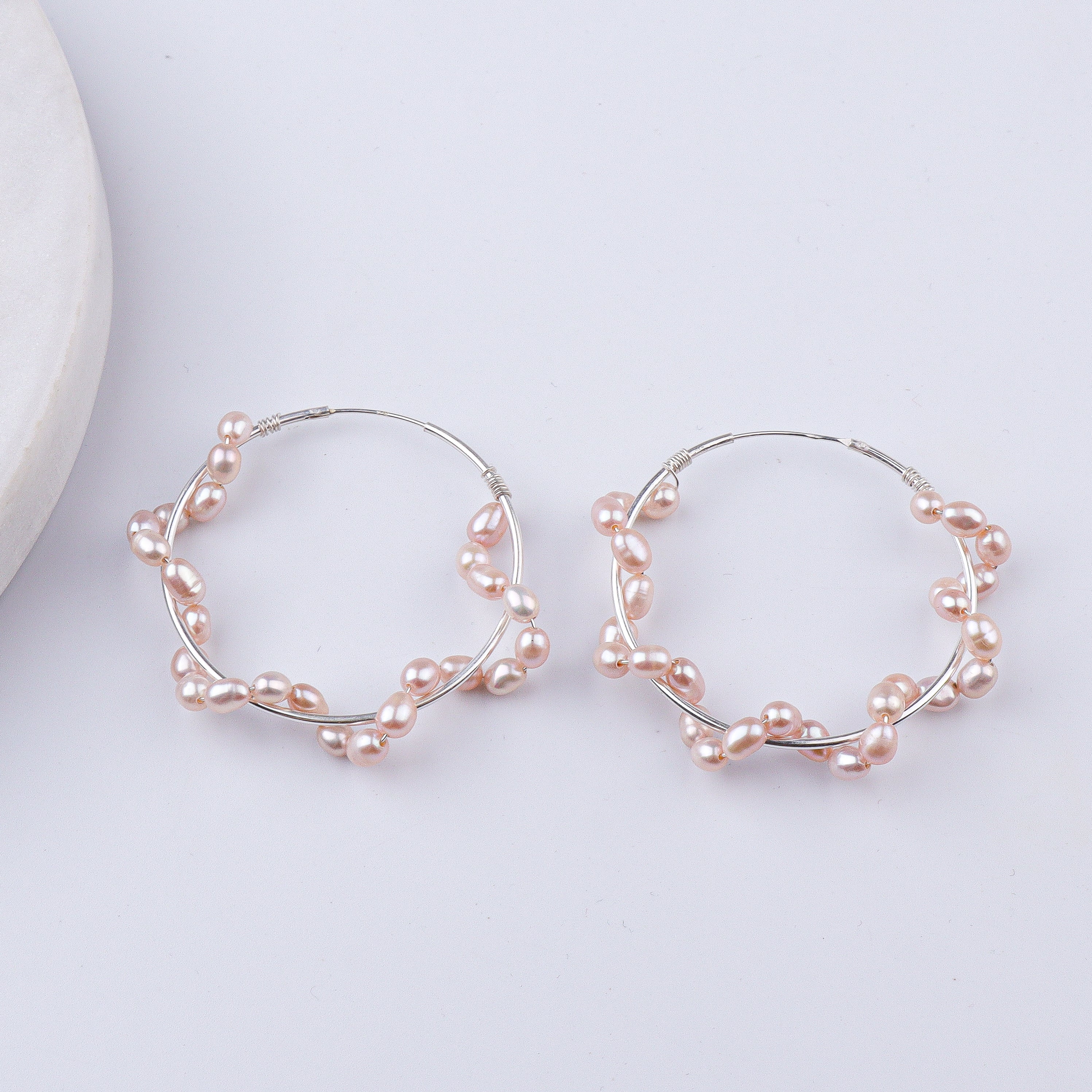 Twisted Rice Pearl Hoops (Project Handmade)