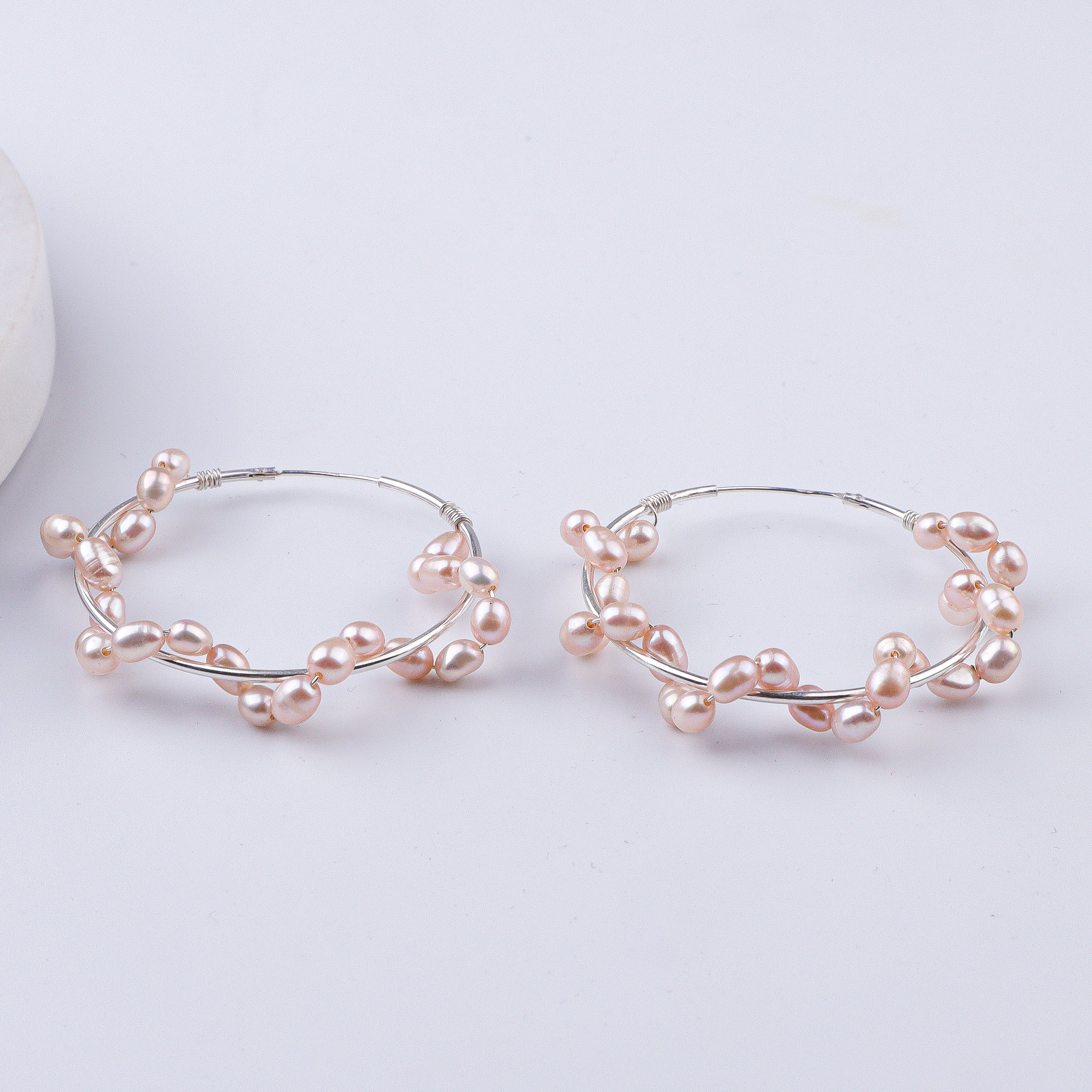 Twisted Rice Pearl Hoops (Project Handmade)