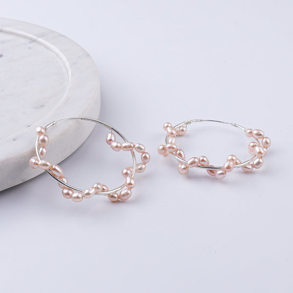 Twisted Rice Pearl Hoops (Project Handmade)
