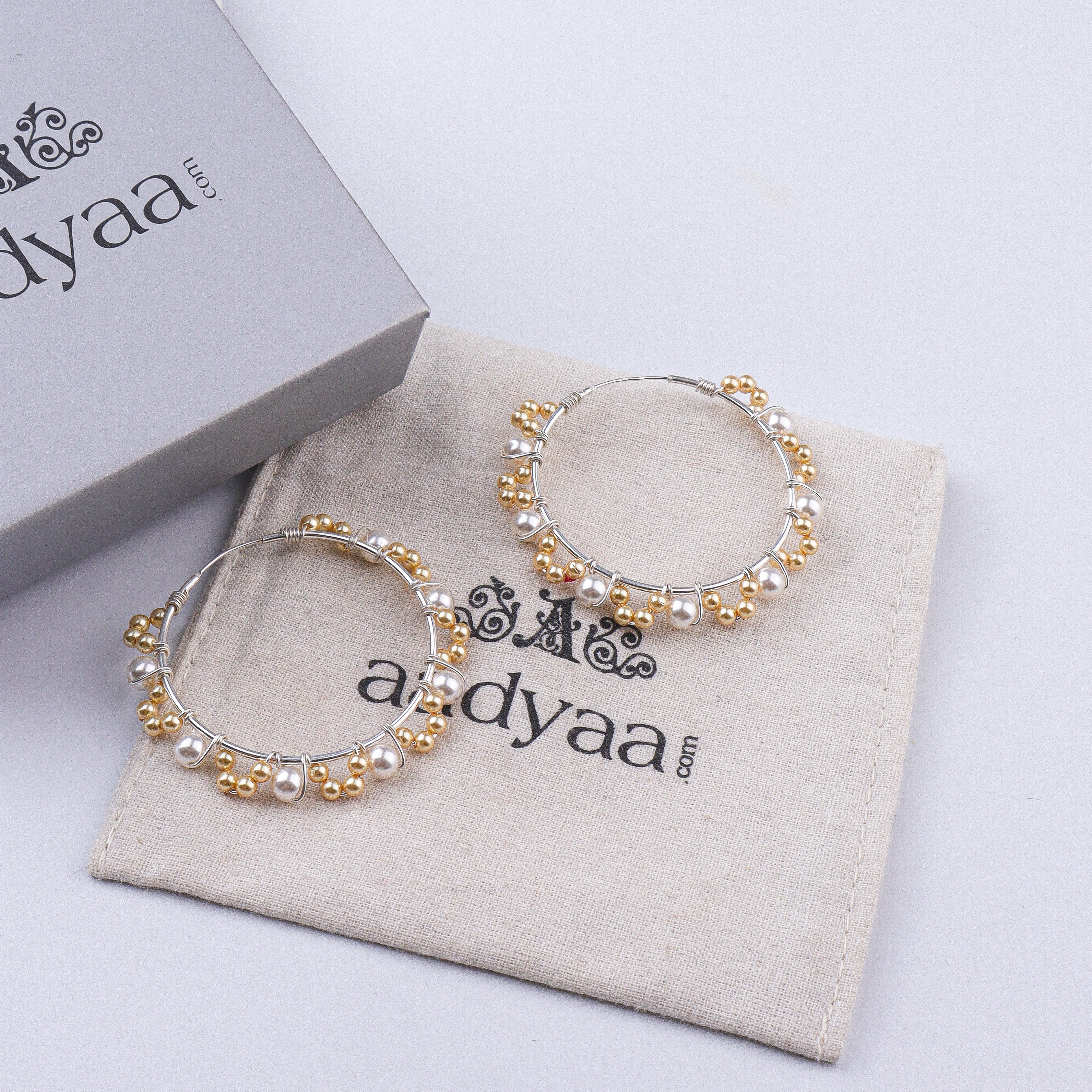 Golden & White Pearl Hoops (Project Handmade)