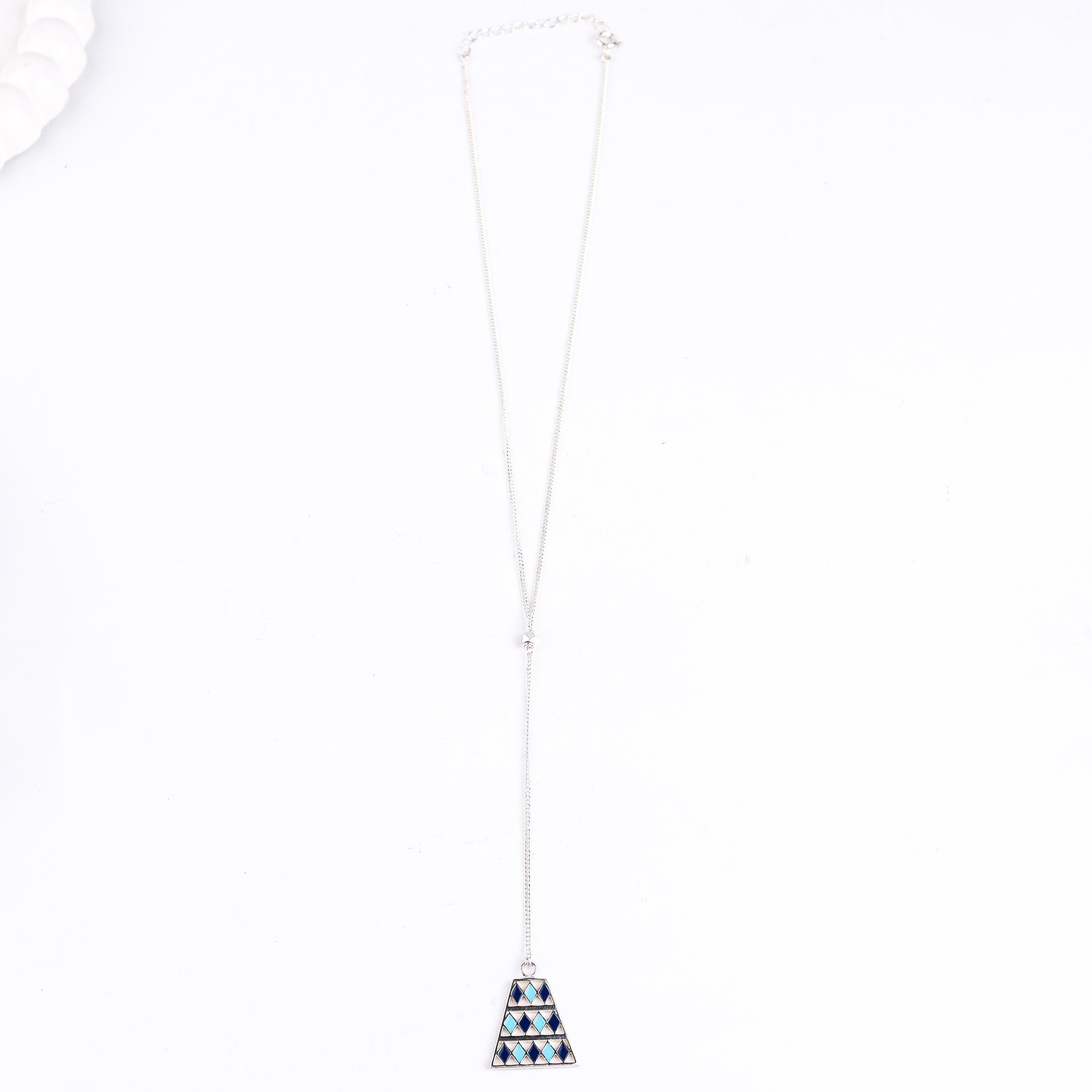 Y Necklace with Enamel Abstract Pendant