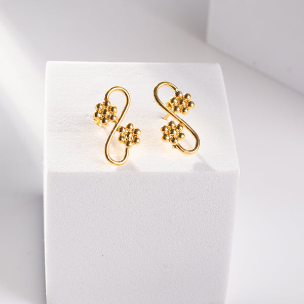 Silver Kudi Leher Earring | 92.5 Silver | 22K Gold Plated