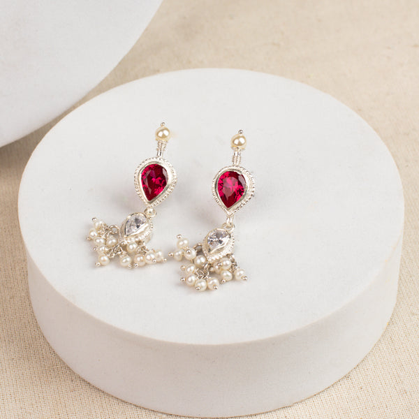Pink & White Tanmani Set with Moonstones