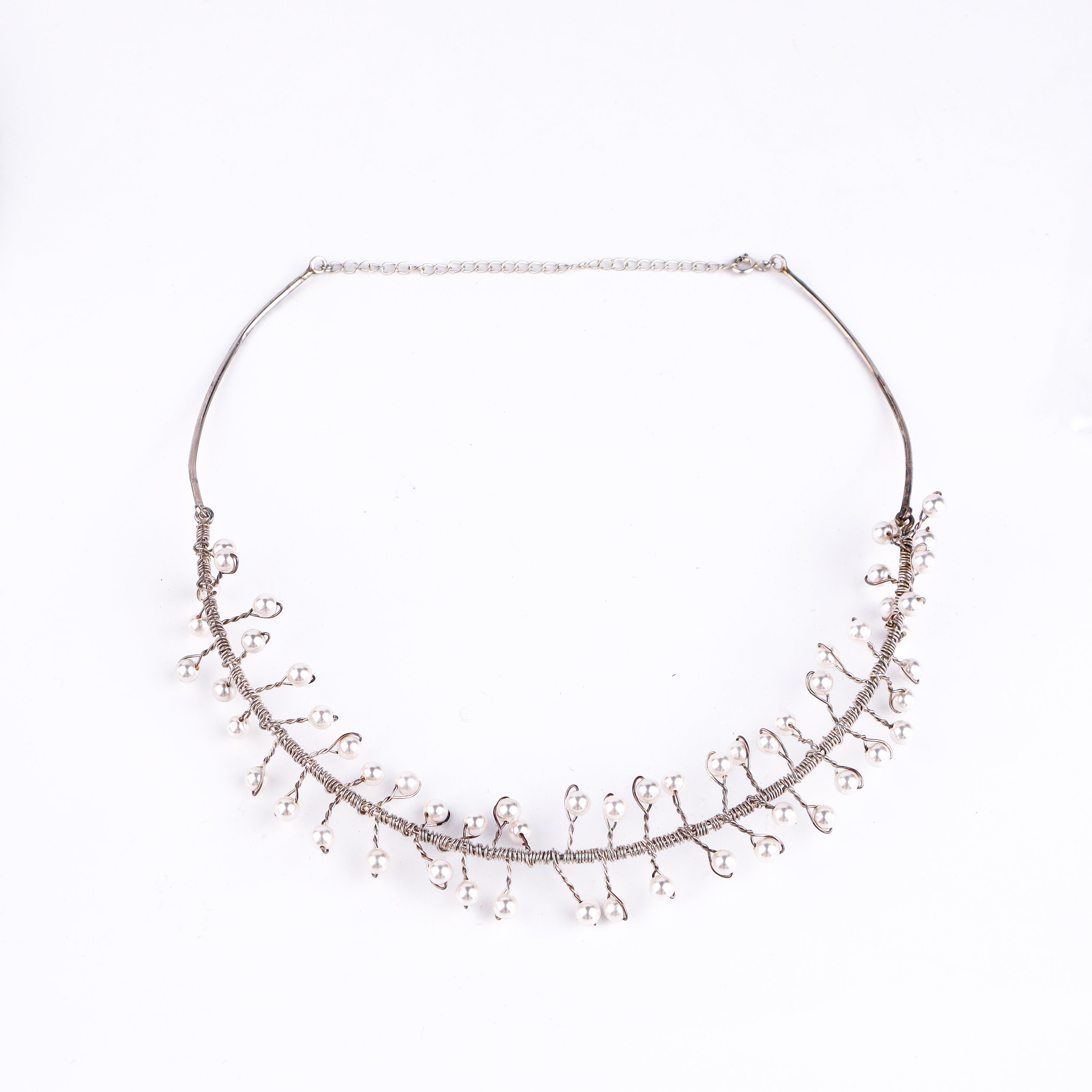 Silver Swarovski Pearls Tiara