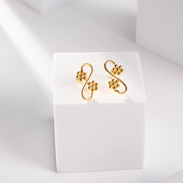 Silver Kudi Leher Earring | 92.5 Silver | 22K Gold Plated