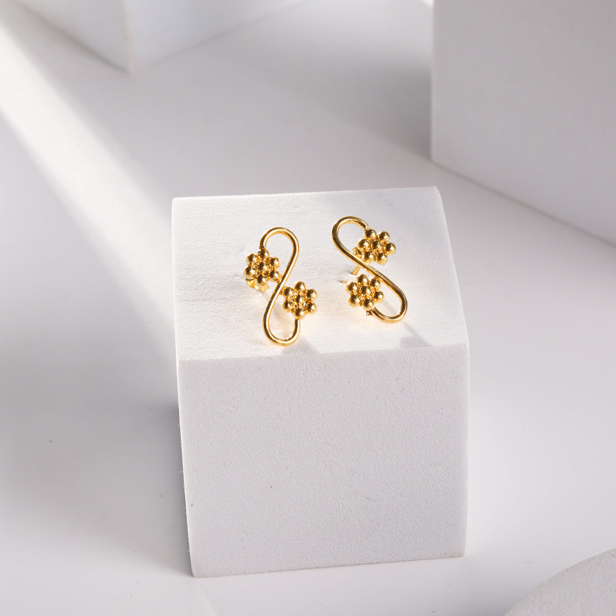 Silver Kudi Leher Earring |  92.5 Silver | 22K Gold Plated