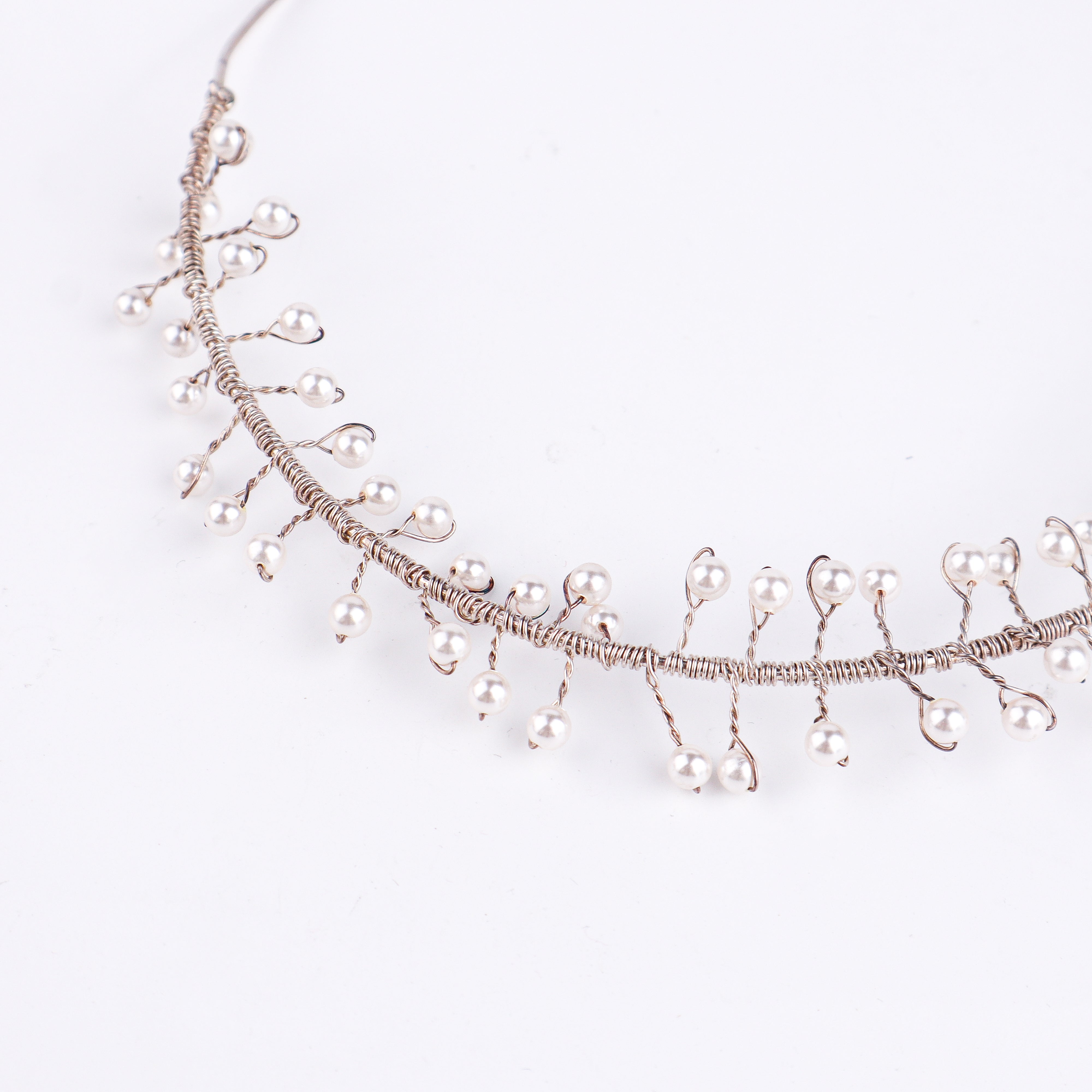 Silver Swarovski Pearls Tiara