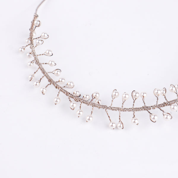 Silver Swarovski Pearls Tiara