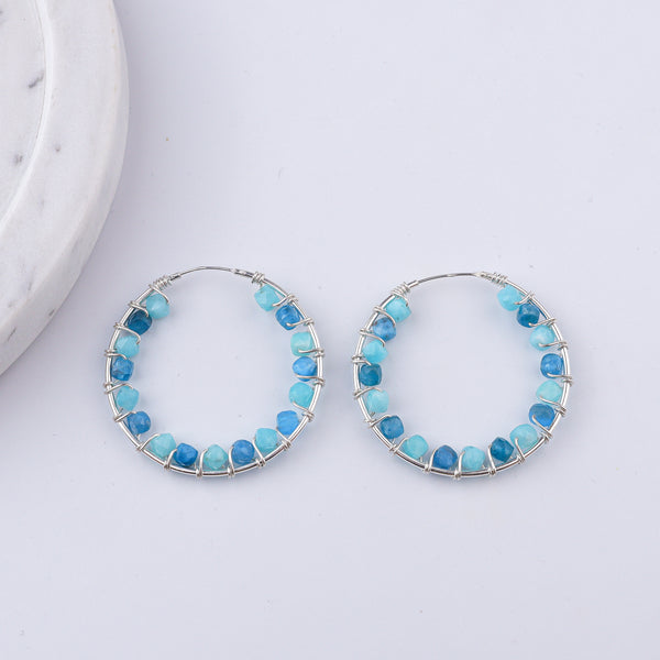 Blue Firoza Wrap Hoops (Project Handmade)