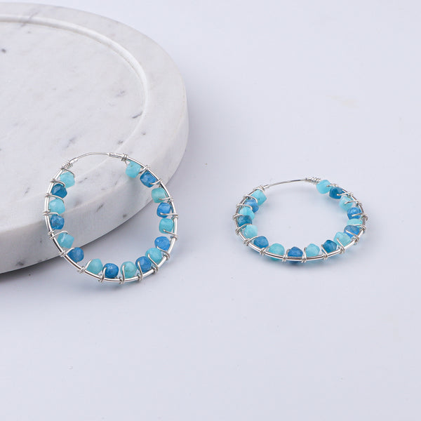 Blue Firoza Wrap Hoops (Project Handmade)