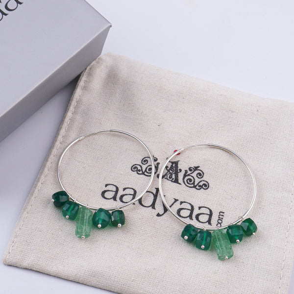 Russian Quartz & Green Onyx Hoops (Project Handmade)