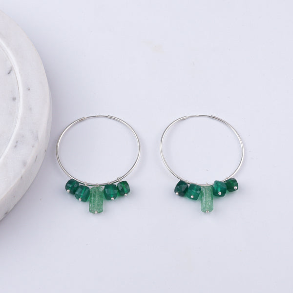 Russian Quartz & Green Onyx Hoops (Project Handmade)