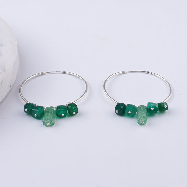 Russian Quartz & Green Onyx Hoops (Project Handmade)