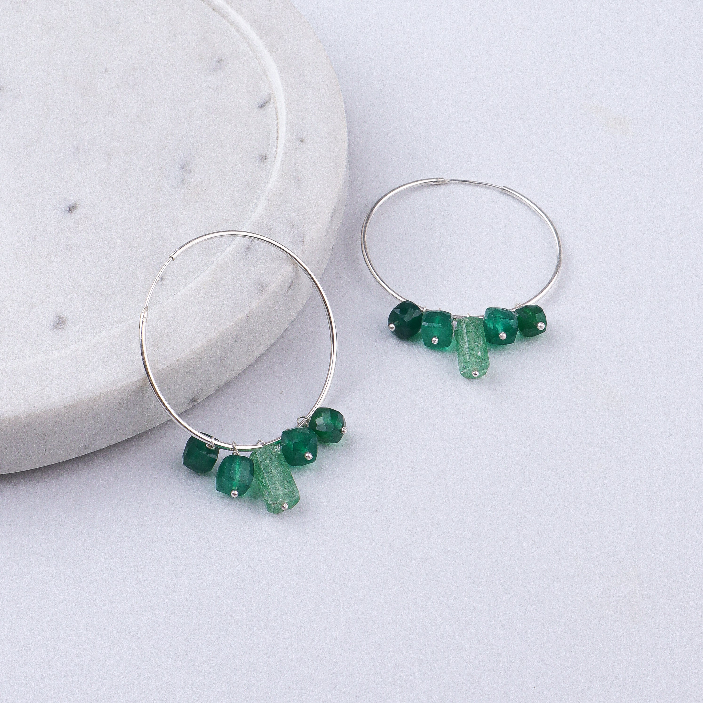 Russian Quartz & Green Onyx Hoops (Project Handmade)