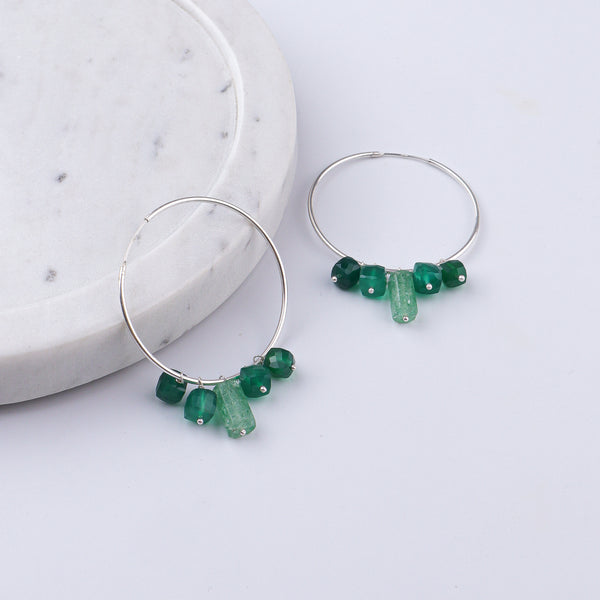 Russian Quartz & Green Onyx Hoops (Project Handmade)