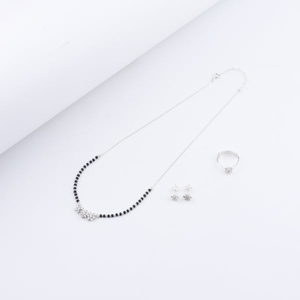 Detail shot of CZ flower motif in Small Mangalsutra Set