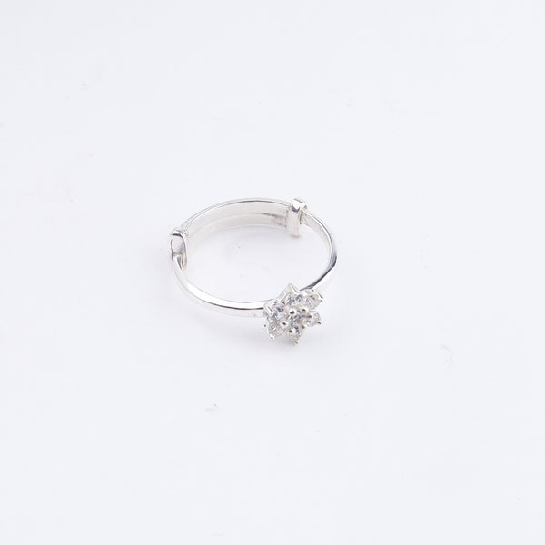 Flat lay of Classic CZ Flower Motif Mangalsutra Set with Ring Small