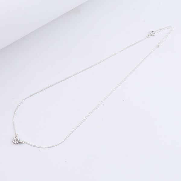 CZ Flower Silver Necklace