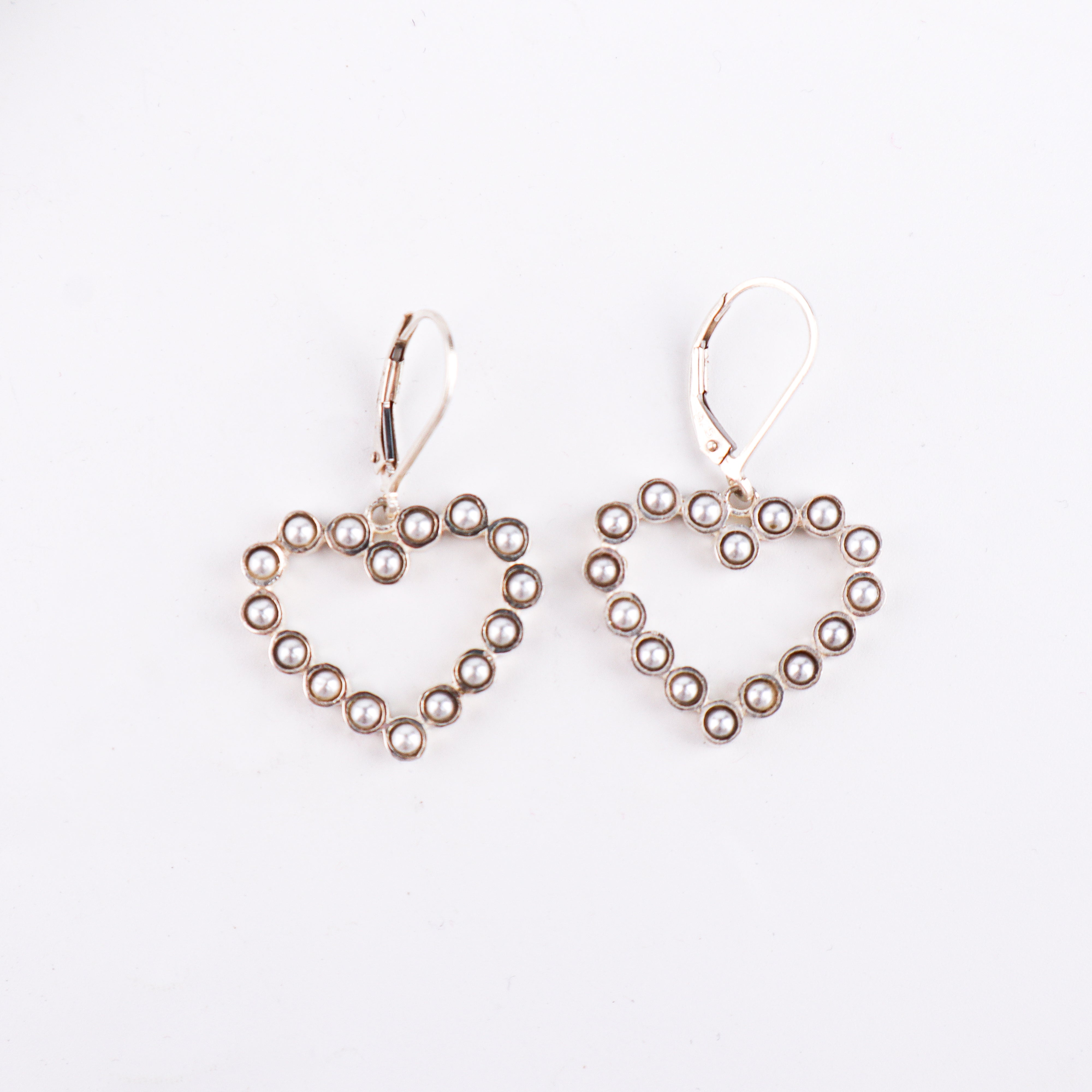 Pearls Studded Heart Silver Earring
