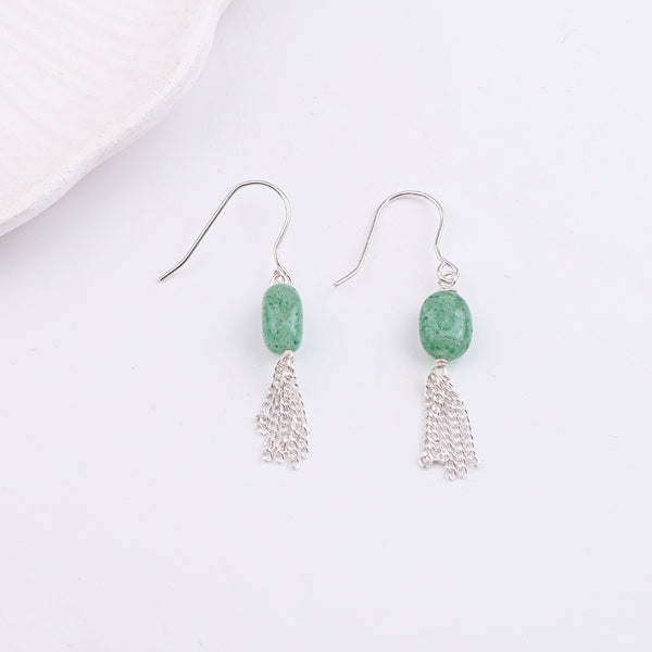 Russian Quartz & Chain Bunch Silver Earrings (Project Handmade)