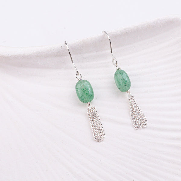 Russian Quartz & Chain Bunch Silver Earrings (Project Handmade)
