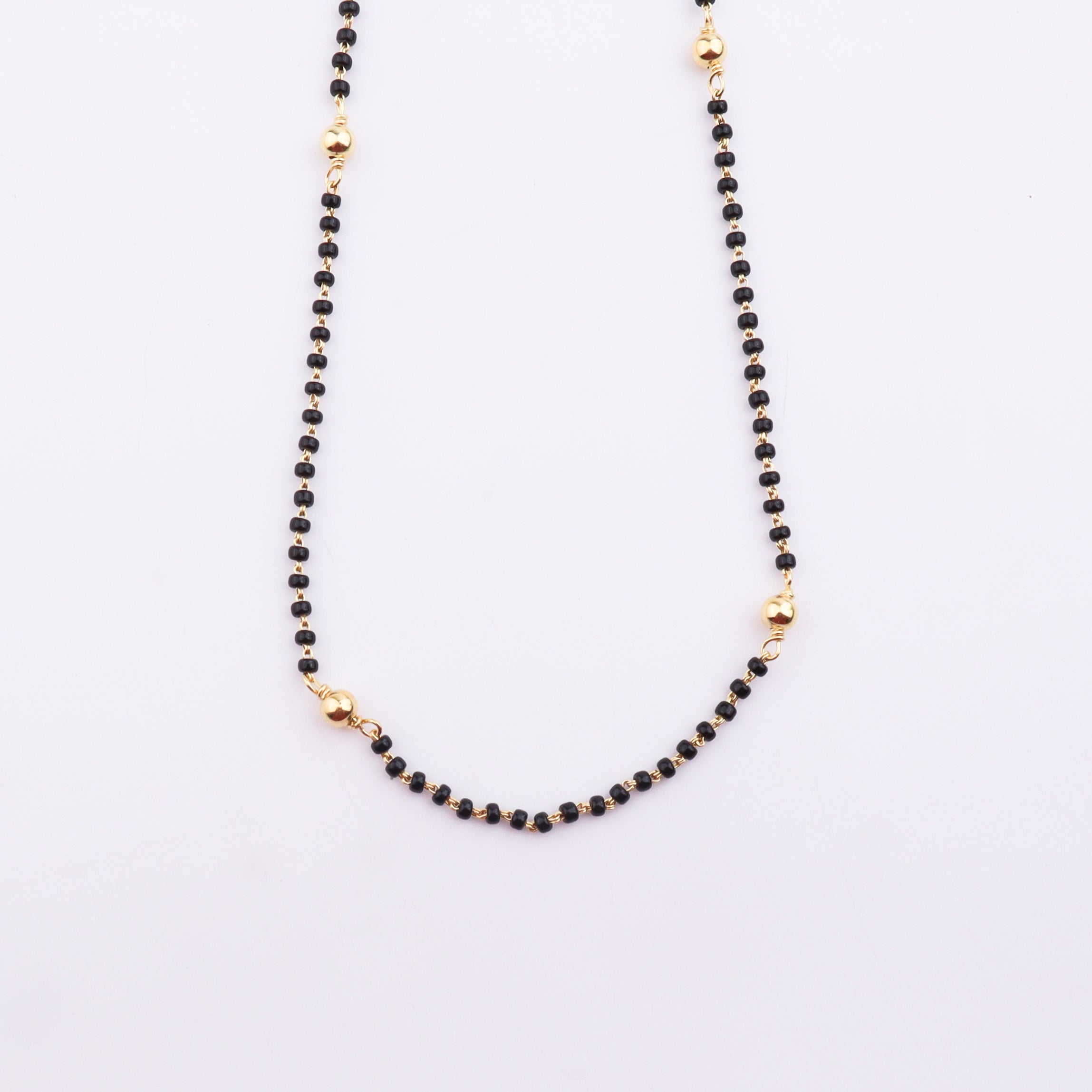 Gold Chain with Black Beads