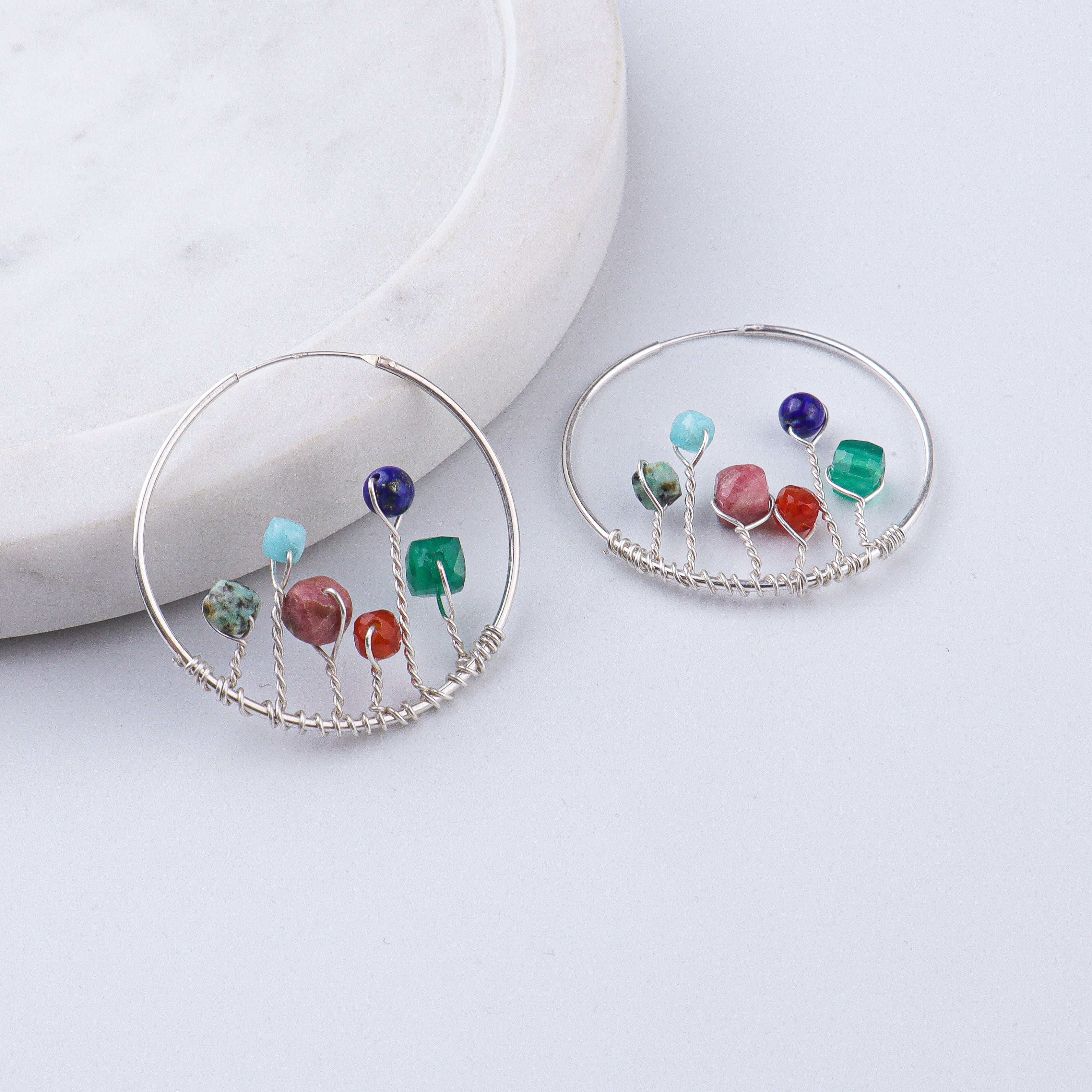 Multicolour Stone Hoops (Project Handmade)