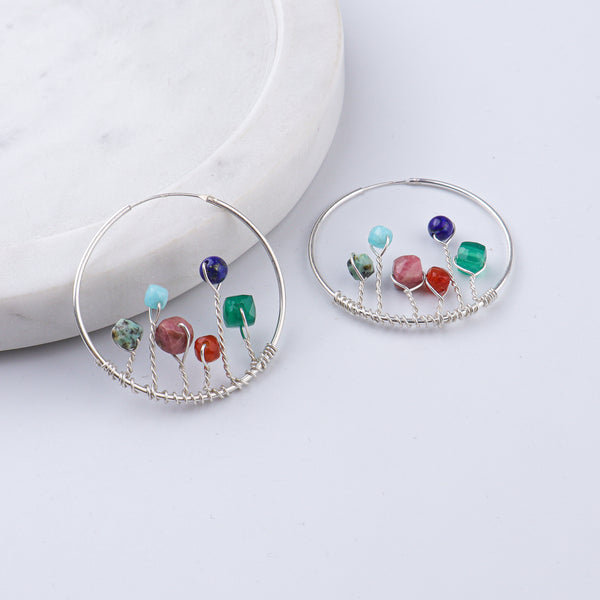 Multicolour Stone Hoops (Project Handmade)