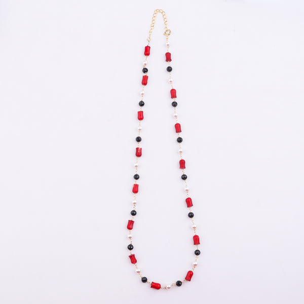 22k Gold Plated Ganthan of Coral, Pearl & Black Spinnels