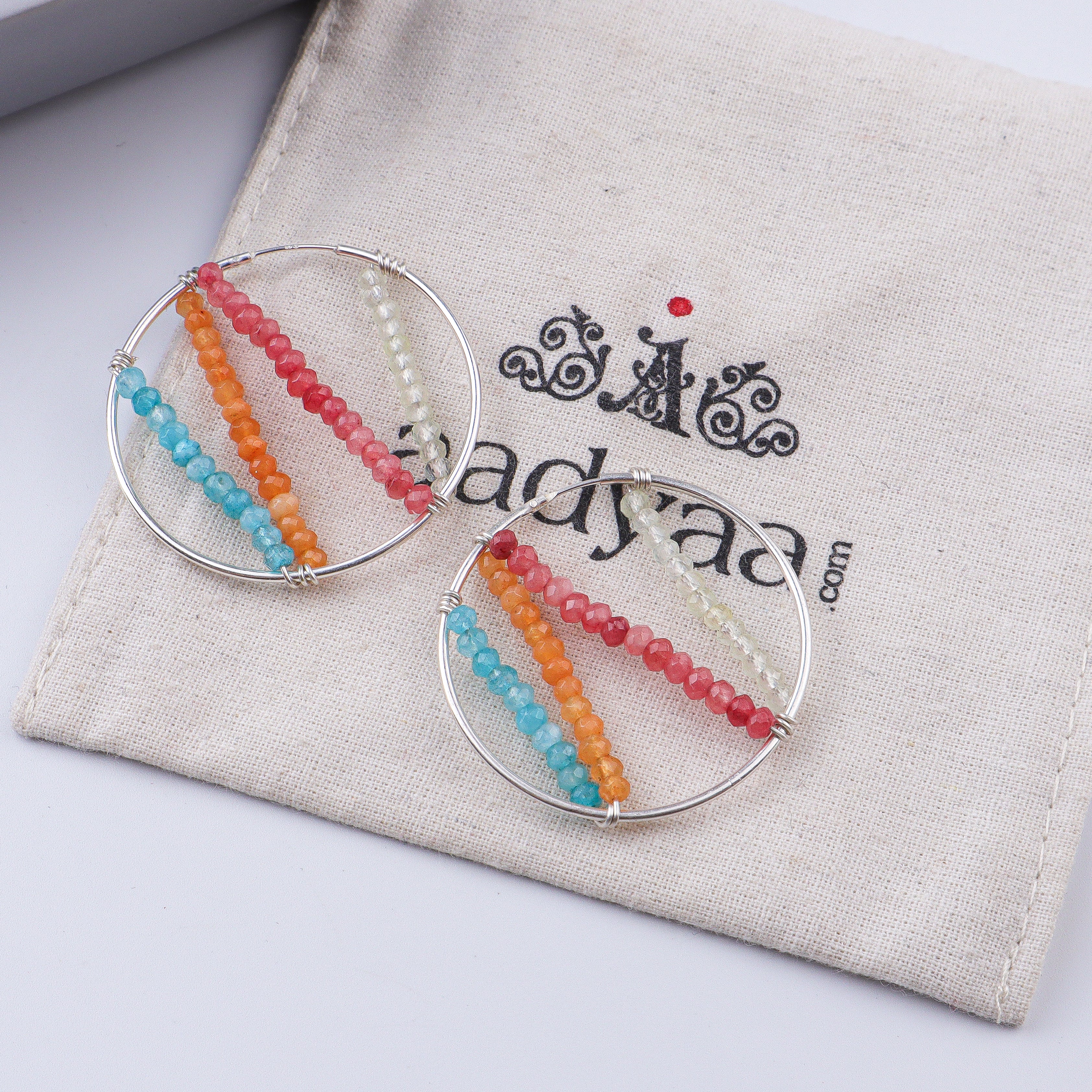 Multicolour Jade Hoops (Project Handmade)