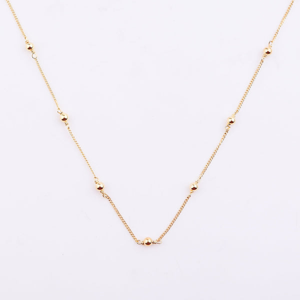 Gold beaded chain necklace for women