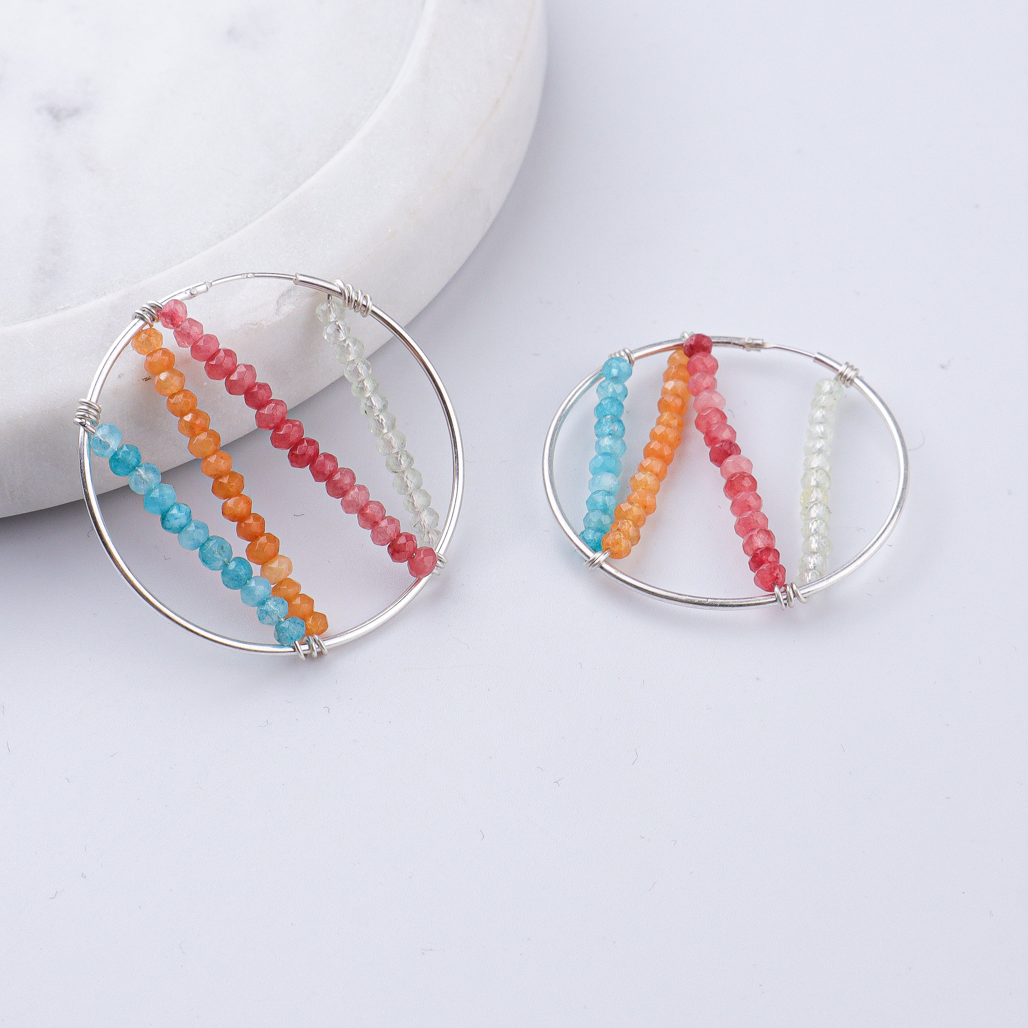 Multicolour Jade Hoops (Project Handmade)