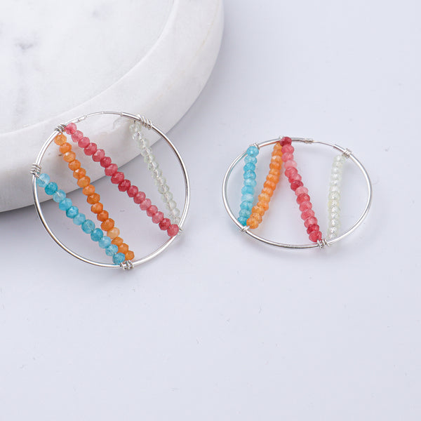 Multicolour Jade Hoops (Project Handmade)