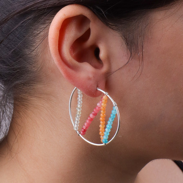 Multicolour Jade Hoops (Project Handmade)