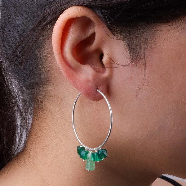 Russian Quartz & Green Onyx Hoops (Project Handmade)