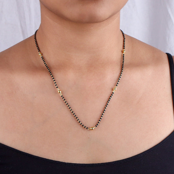 Black Beaded Necklace on Model