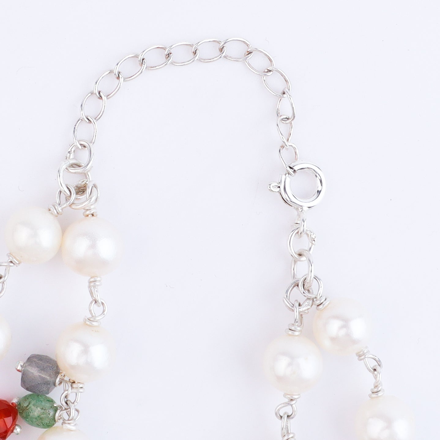 Silver chain with freshwater pearls for jewelry
