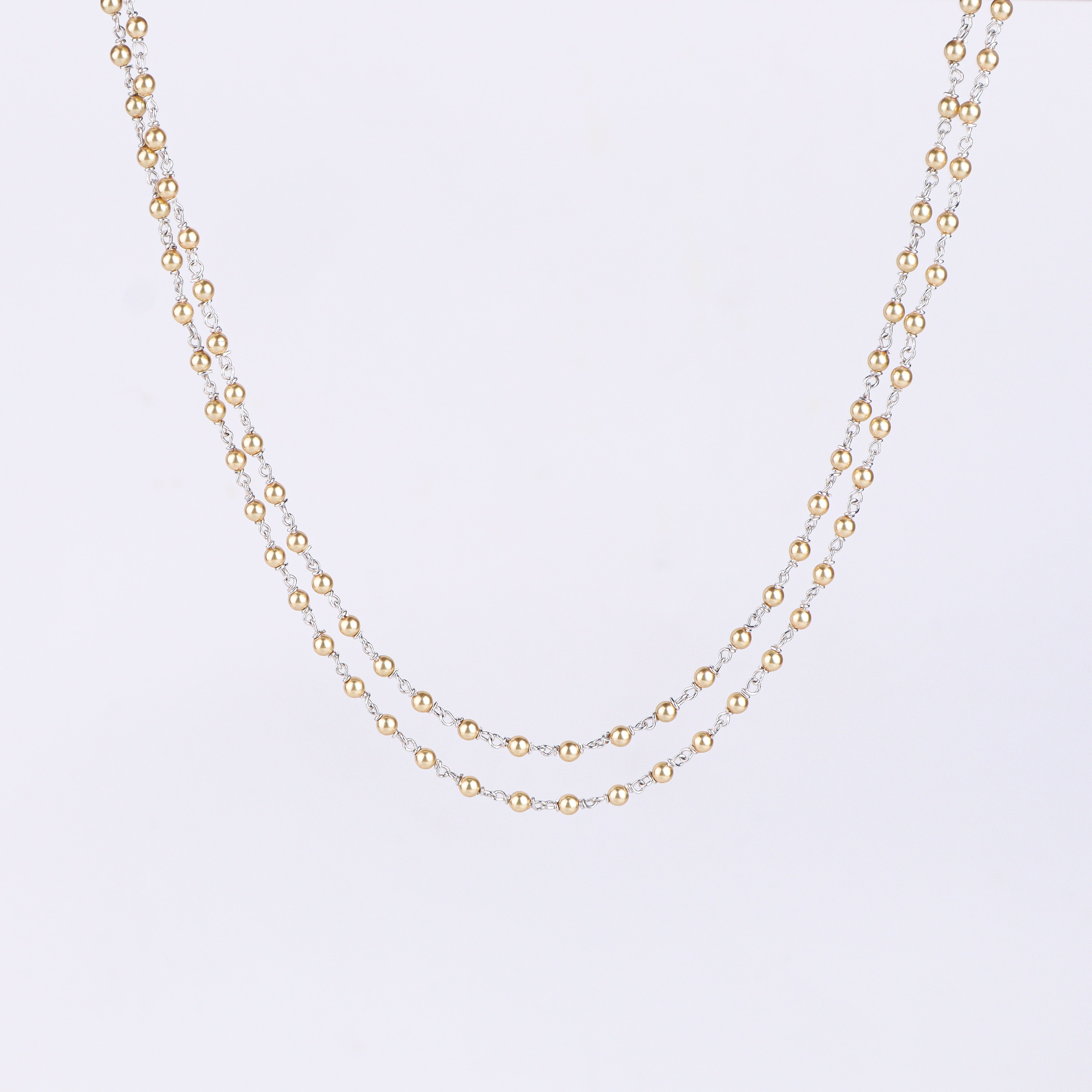 Pearl Two Layer Necklace Golden | 92.5 Silver | 22K Gold Plated