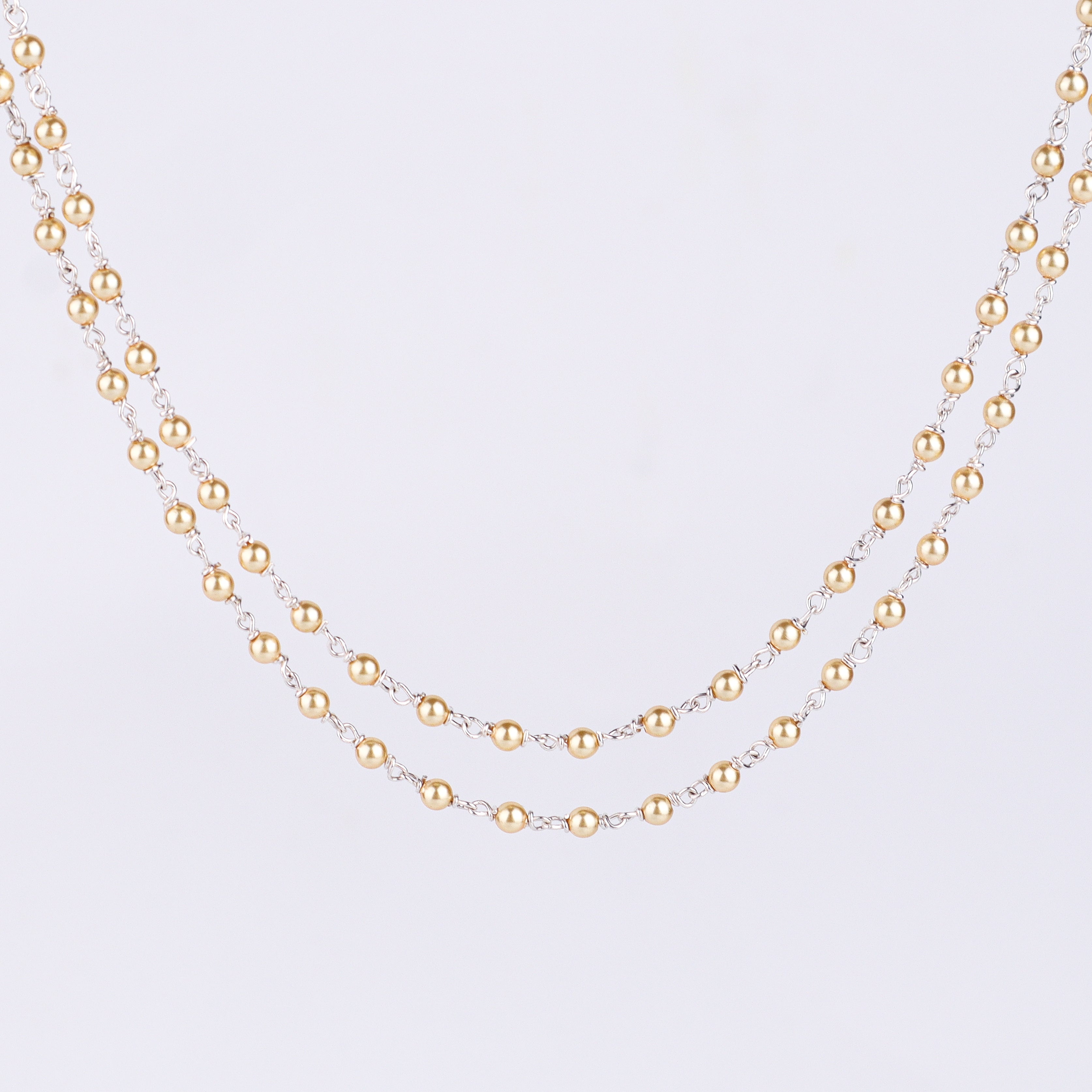 Pearl Two Layer Necklace Golden | 92.5 Silver | 22K Gold Plated